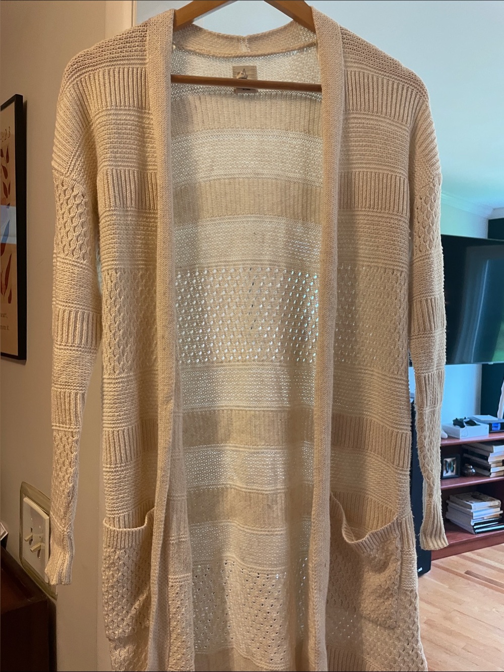 Joie Cream Open-Front Knit Cardigan